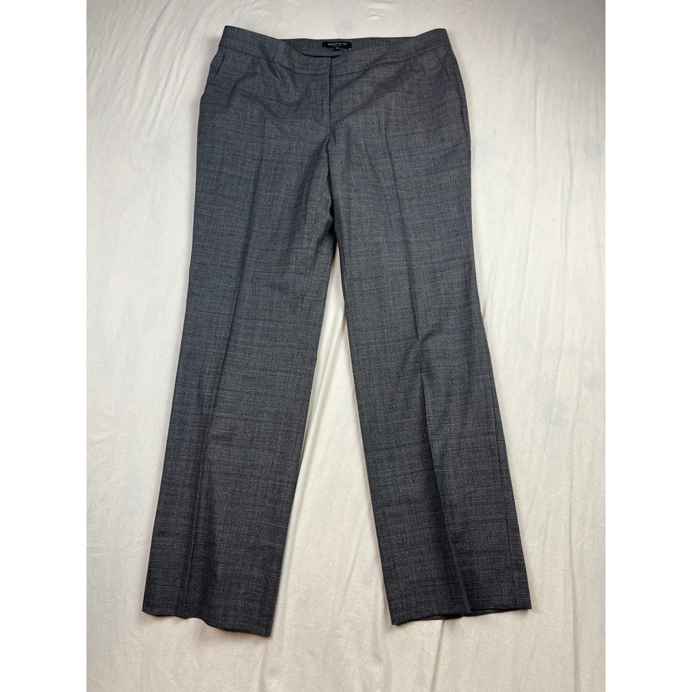 Lafayette 148 New York Grey Glen Plaid Straight Leg Dress Pants Womens 12‎